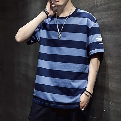 Amazon | [青欣] ボーダー メンズ Tシャツ オーバーサイズ 横縞